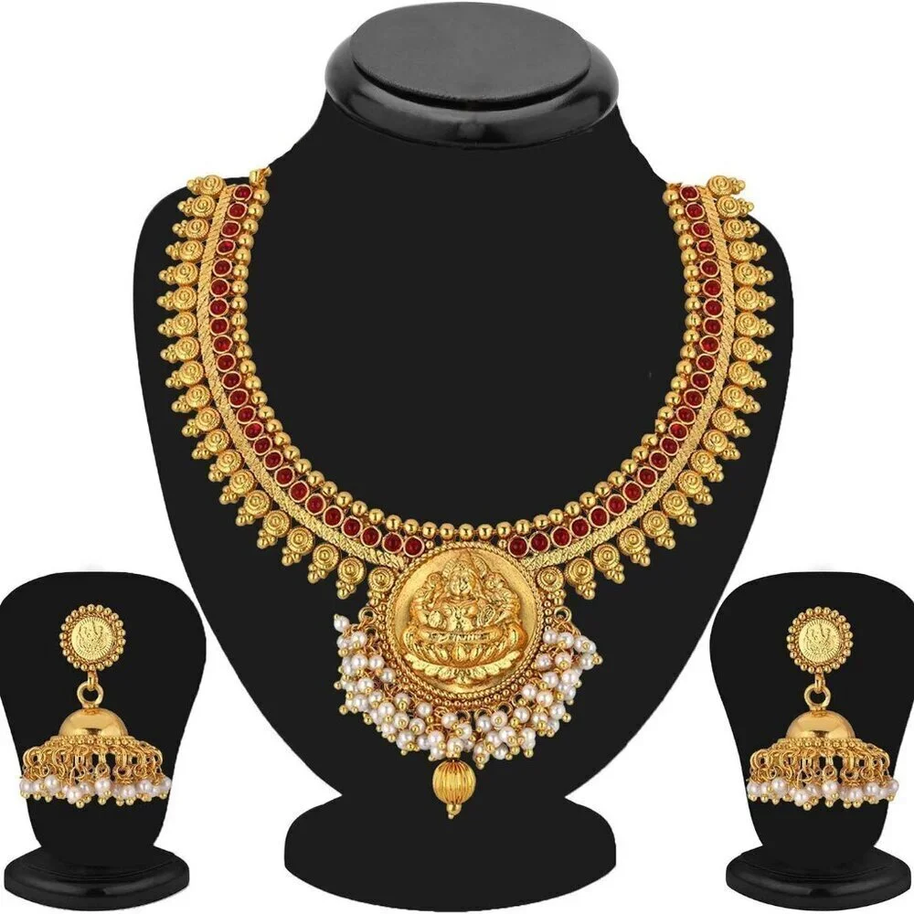 Indian Jhumka and Necklace Set Faux Stone Ethnic Wedding Jewelry Women